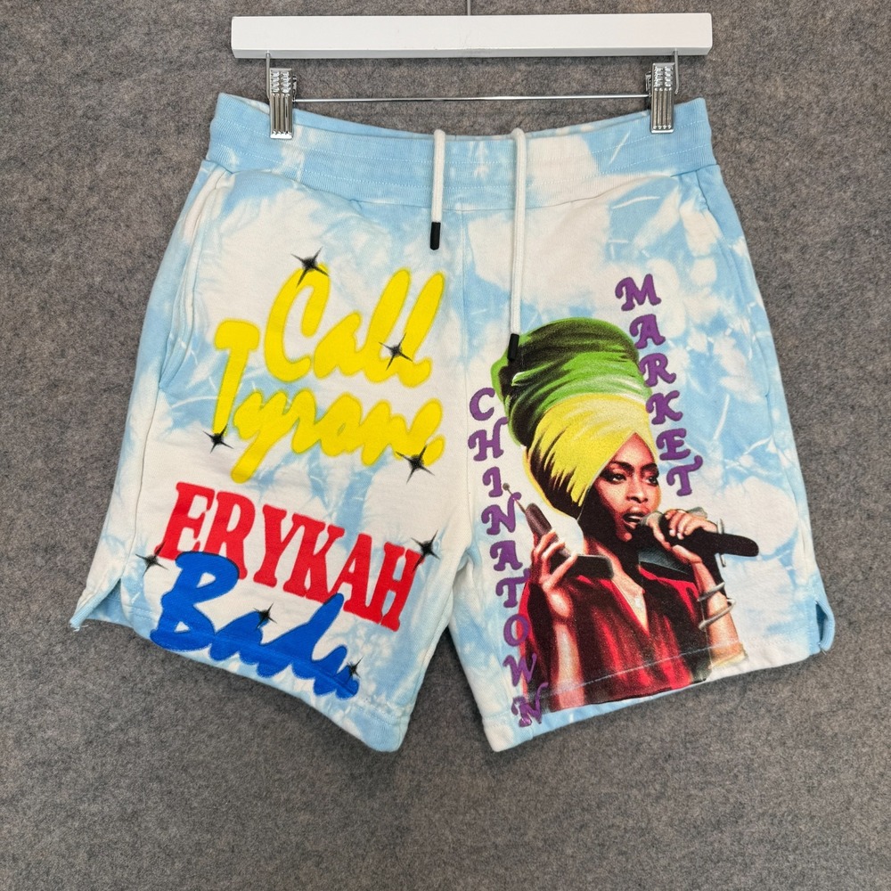 Chinatown Market Erykah Badu Shorts Mens Small Tie Dye Terry Graphic Call Tyrone